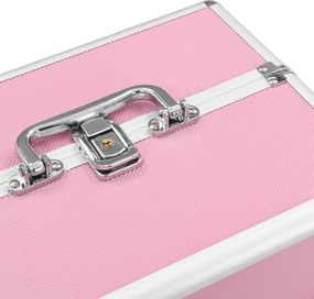 vidaXL Βαλίτσα Μακιγιάζ Ροζ 22 x 30 x 21 εκ. Αλουμινίου
