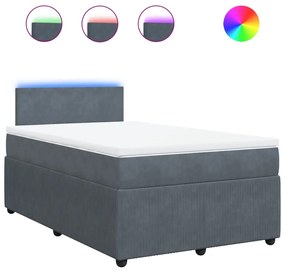 vidaXL Κρεβάτι Boxspring με Στρώμα Σκούρο Γκρι 120x190 εκ. Βελούδινο