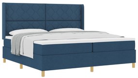 vidaXL Κρεβάτι  με ελατήρια και στρώμα σε μπλε - 200x200 εκ. Υφασμάτινο