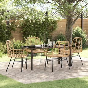vidaXL Σετ 5 Τεμαχίων Επίπλων Κήπου  Καφέ Πολυ Rattan