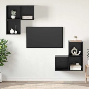 vidaXL Σετ επίπλου τηλεόρασης 4 pcs Μαύρη Οξυά Επεξεργασμένο ξύλο