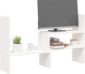 vidaXL Βάση Οθόνης Λευκή (39-72)x17x43 εκ. από Μασίφ Ξύλο Πεύκου