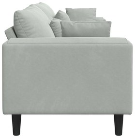 vidaXL Καναπές με μαξιλάρι Ανοιχτό γκρι 250 x 77 x 76 εκ. Βελούδο