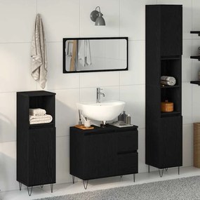 vidaXL Σετ Επίπλων Μπάνιου με πόρτα 3 pcs Μαύρη Οξυά 30 x 30 x 190 εκ