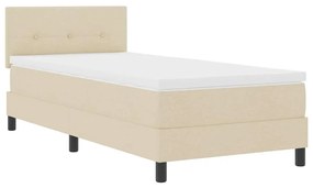 vidaXL Κρεβάτι box spring με στρώμα με στρώμα Κρεμ 90 x 200 cm ύφασμα