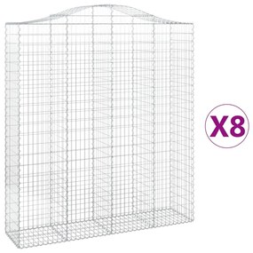 vidaXL Συρματοκιβώτια Τοξωτά 8 τεμ. 200x50x220/240 εκ. Γαλβαν. Ατσάλι