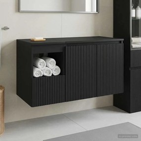 vidaXL Σετ Επίπλων Μπάνιου 2 τμχ. Μαύρο Επεξεργασμένο Ξύλο