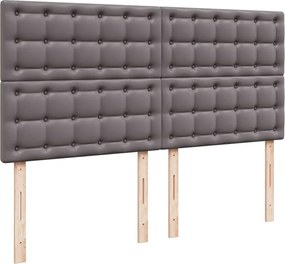 vidaXL Κρεβάτι Boxspring με Στρώμα Γκρι 180x200 εκ. Συνθετικό Δέρμα