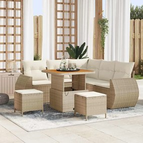 vidaXL Σετ Καναπέ Κήπου 8 pcs Μπεζ συνθετικό ρατάν