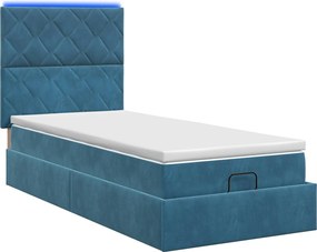 vidaXL Κρεβάτι Ottoman με Στρώμα και LED Σκούρο Μπλε 100 x 200 cm