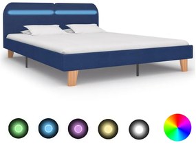 vidaXL Πλαίσιο Κρεβατιού με LED Μπλε 180 x 200 εκ. Υφασμάτινο
