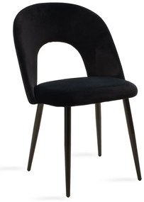 Καρέκλα Jonah pakoworld βελούδο μαύρο-μαύρο πόδι