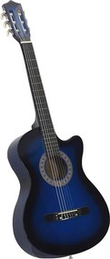 vidaXL Κιθάρα Western Classical Cutaway Σετ 12 Τεμ. 6 Χορδές Μπλε 38"
