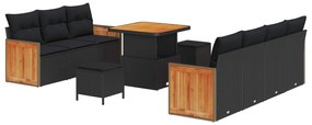 Σετ Καναπέ Κήπου με μαξιλάρι με αποθήκευση 10 pcs Μαύρο