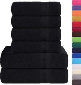 vidaXL Σετ Πετσετών 6 Τεμαχίων FROGN Μαύρο 360 γρ./μ²
