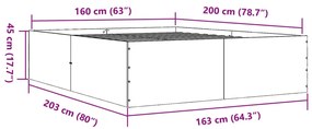 Πλαίσιο Κρεβατιού Καπνιστή Δρυς 160x200 εκ. Επεξεργασμένο Ξύλο - Καφέ