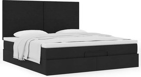 vidaXL Οθωμανικό κρεβάτι με στρώμα Μαύρο 180x200cm Ύφασμα