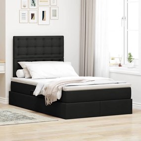 vidaXL LED Κρεβάτι αποθήκευσης με στρώμα Μαύρο 120 x 190 cm Ύφασμα
