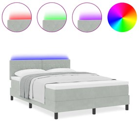 vidaXL Κρεβάτι με Κινητό Στηρίγμα και Στρώμα  με LED Σκούρο Γκρι 140x190 εκ Βελούδο