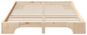 vidaXL Κρεβάτι δαπέδου με αποθήκευση Καφέ 140 x 210 cm ξύλο