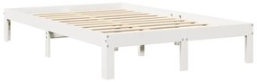 vidaXL Κρεβάτι Βιβλιοθήκη Χωρίς Στρώμα Λευκό 135x190 εκ Μασίφ Πεύκο