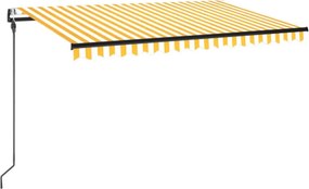 vidaXL Αναδιπλούμενη τέντα Κίτρινο και Λευκό 450 x 300 εκ Πολυεστέρας
