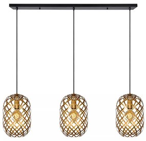 Φωτιστικό Κρεμαστό Lucide 21417-03-02 WOLFRAM Χρυσό Χρώμα (Gold Coloured)|Μαύρο Ματ (Black Mat)