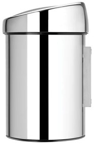 Κάδος Brabantia Touch Bin 647210, 3 L, Ομαλό και αθόρυβο άνοιγμα, Επιτοίχια τοποθέτηση, Λαμπερό ανοξείδωτο ατσάλι
