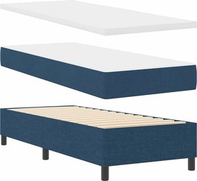 vidaXL LED Κρεβάτι με βάθρο με κεφαλάρι Μπλε 80 x 200 cm ύφασμα