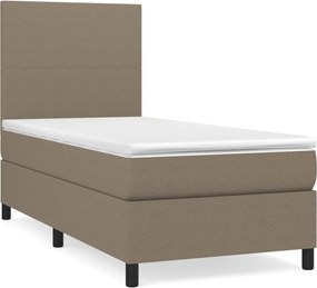 vidaXL Κρεβάτι Boxspring με Στρώμα Taupe 90x200 εκ. Υφασμάτινο