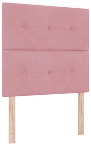 vidaXL Κρεβάτι Box Spring με Στρώμα Ροζ 90x200 εκ Βελούδο