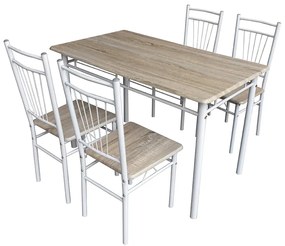 Intrahome Τραπεζαρία ATLASRA I Intrahome σετ 5τμχ mdf σε φυσική απόχρωση με λευκά πόδια μέταλλο 110x68x75εκ | SKU: INTRAPA-183111245