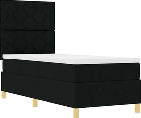 vidaXL LED Κρεβάτι με βάθρο με κεφαλάρι Μαύρο 80 x 200 cm ύφασμα