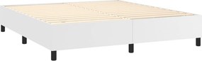 vidaXL Κρεβάτι Boxspring με Στρώμα Λευκό 180x200 εκ. Συνθετικό Δέρμα