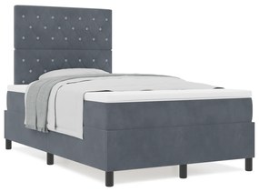 vidaXL Κρεβάτι Box Spring με στρώμα  Γκρι 120x200 εκ Βελούδο