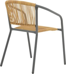 Τραπεζαρία Watson-Lindaria pakoworld μέταλλο ανθρακί-γυαλί και pe rattan σε φυσική απόχρωση 70x70x70εκ