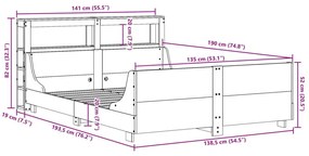 Σκελετός Κρεβατιού Χωρίς Στρώμα 135x190 εκ Μασίφ Ξύλο Πεύκου - Καφέ