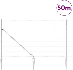 vidaXL Συρματόπλεγμα με ακίδες 50 x 1,4 μ Ασημί Δίχτυ
