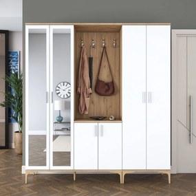 Έπιπλο Εισόδου Καρυδί / Λευκό CRUZAR 180x37.5x198.6