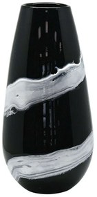 Βάζο Φυσητό Γραμμή 15-00-23921 Φ18x37cm Black-White Marhome Γυαλί