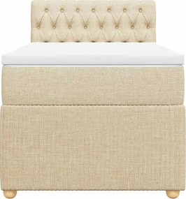 vidaXL Κρεβάτι Boxspring με Στρώμα Κρεμ 90x190 εκ.Υφασμάτινο