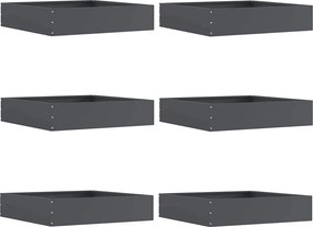 vidaXL Περίγραμμα γκαζόν 6 pcs Ανθρακί 60 x 60 x 13 εκ Ατσάλι