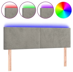 Κεφαλάρι Κρεβατιού LED Ανοιχτό Γκρι 144x5x78/88 εκ. Βελούδινο 3121380