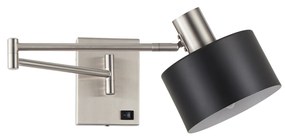 SE21-NM-52-MS1 ADEPT WALL LAMP Nickel Matt Wall lamp with Switcher and Black Metal Shade+ HOMELIGHTING 77-8375