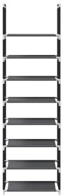 Ράφι παπουτσιών 8-βαθμίδων μαύρο 44x28x145cm μη υφασμένο ύφασμα - Μαύρο