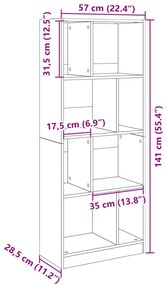 Βιβλιοθήκη Γκρι Sonoma 57x28,5x141 εκ. από Επεξεργασμένο Ξύλο - Γκρι