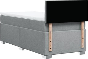 vidaXL Κρεβάτι Boxspring με Στρώμα Ανοιχτό Γκρι 90x200 εκ. Υφασμάτινο