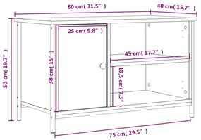 Έπιπλο Τηλεόρασης Μαύρο 80 x 40 x 50 εκ. από Επεξεργασμένο Ξύλο - Μαύρο