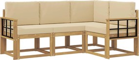 vidaXL Σειρά Καναπέ Εξωτερικού με μαξιλάρι 4 pcs Λευκό και Μπεζ