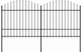 vidaXL Κάγκελα Περίφραξης με Λόγχες Μαύρα (1,5-1,75) x 3,4 μ. Ατσάλινα